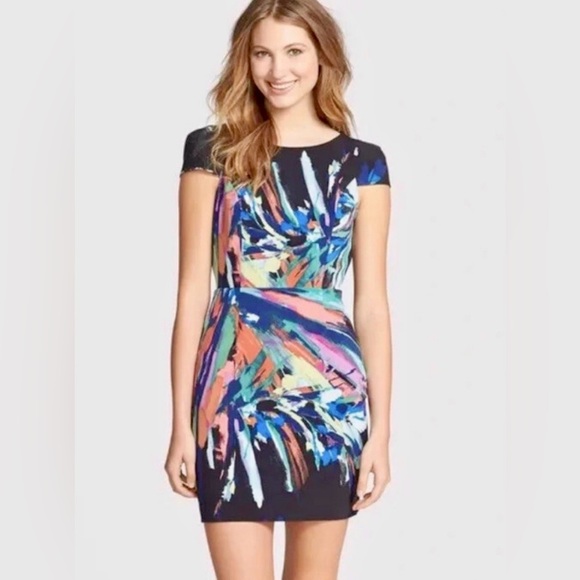Maia Dresses & Skirts - NWT Maia Black Colorful Cap Sleeve Backless Mini Sheath Dress • Size 2